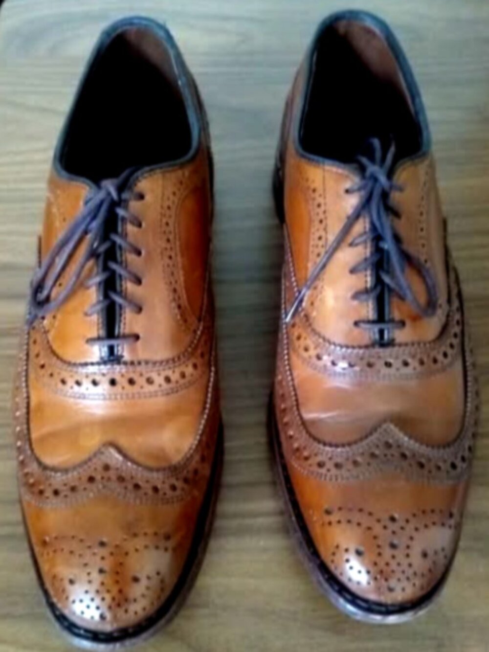 Allen Edmonds Brown Leather Wingtip Brogue Oxford Dress Shoes 8.5 D 6235